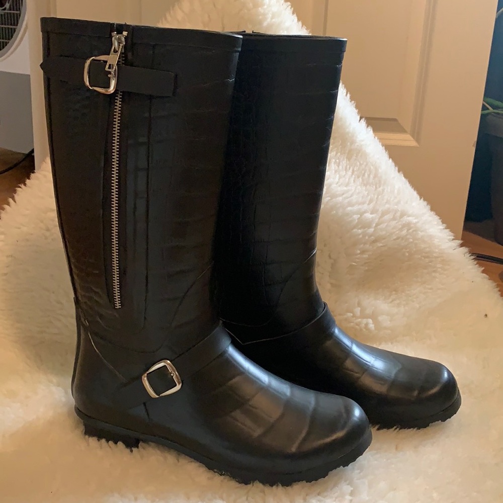 Black knee high rain boots | Size 9 |